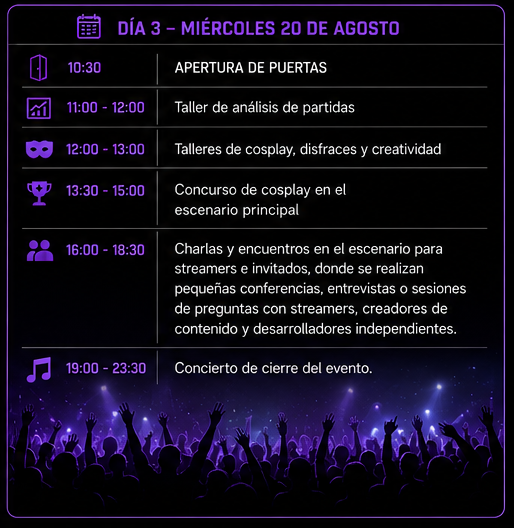 distribucion del evento dia 3